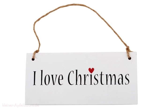 Dekoschild I Love Christmas weiß