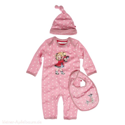 Baby Geschenk Set Mädchen (Strampler, Mütze, Lätzchen)