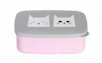 Kunststoff Brotdose Kitty Cats rosa-grau
