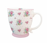 Große Porzellan Tasse Marie mit kleinen rosa Punkten