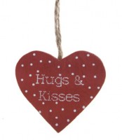 Herzanhänger rot Hugs & Kisses
